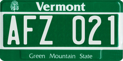 VT license plate AFZ021