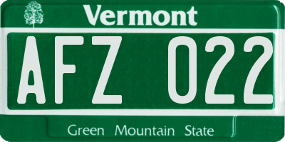 VT license plate AFZ022