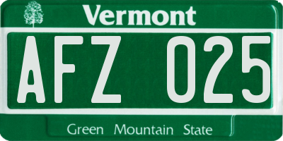 VT license plate AFZ025