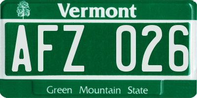 VT license plate AFZ026