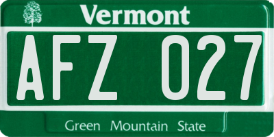 VT license plate AFZ027