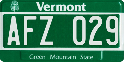 VT license plate AFZ029
