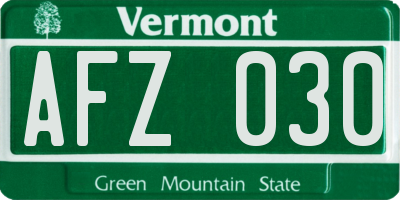 VT license plate AFZ030