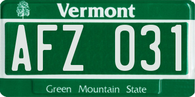 VT license plate AFZ031