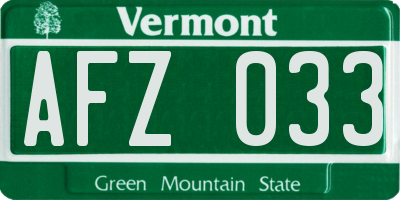 VT license plate AFZ033