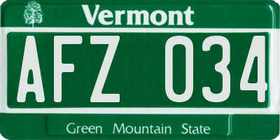 VT license plate AFZ034