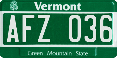 VT license plate AFZ036
