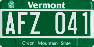 VT license plate AFZ041
