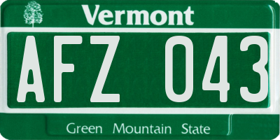 VT license plate AFZ043