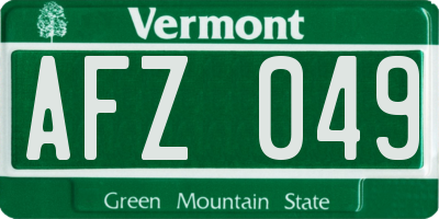 VT license plate AFZ049