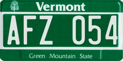 VT license plate AFZ054