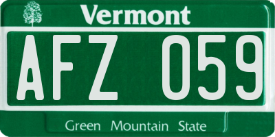 VT license plate AFZ059