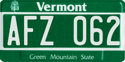 VT license plate AFZ062