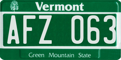 VT license plate AFZ063