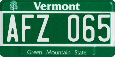 VT license plate AFZ065