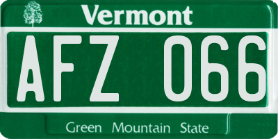 VT license plate AFZ066