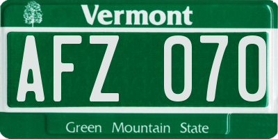VT license plate AFZ070