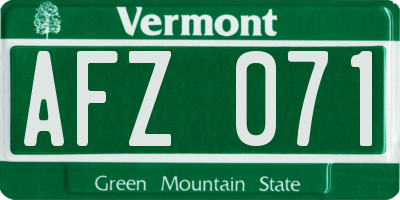 VT license plate AFZ071