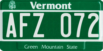VT license plate AFZ072