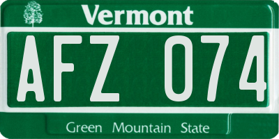 VT license plate AFZ074