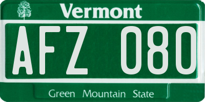 VT license plate AFZ080