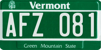 VT license plate AFZ081