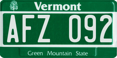 VT license plate AFZ092