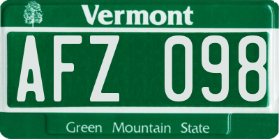 VT license plate AFZ098