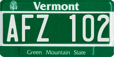 VT license plate AFZ102