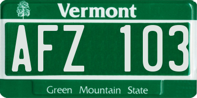 VT license plate AFZ103