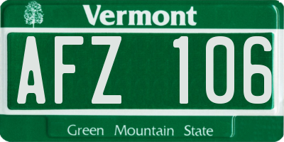 VT license plate AFZ106