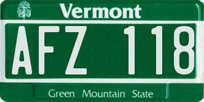 VT license plate AFZ118