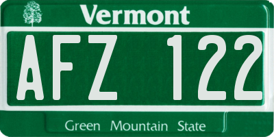 VT license plate AFZ122