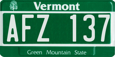 VT license plate AFZ137