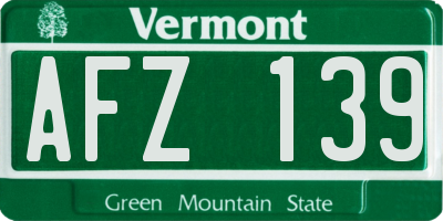 VT license plate AFZ139