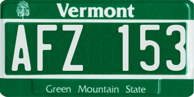 VT license plate AFZ153