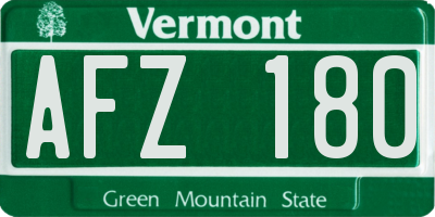VT license plate AFZ180