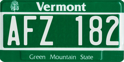VT license plate AFZ182