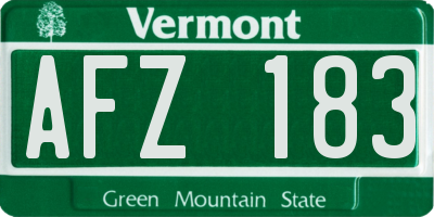 VT license plate AFZ183