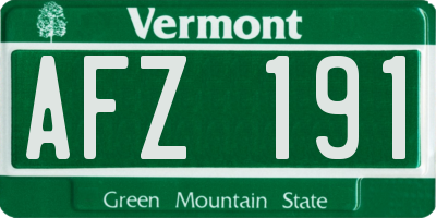 VT license plate AFZ191