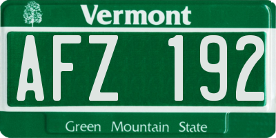 VT license plate AFZ192