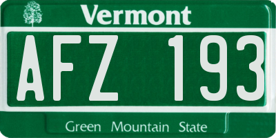 VT license plate AFZ193
