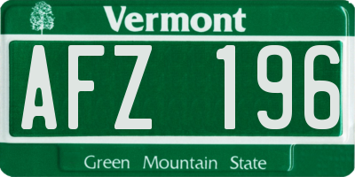 VT license plate AFZ196
