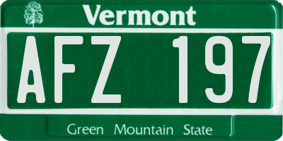 VT license plate AFZ197
