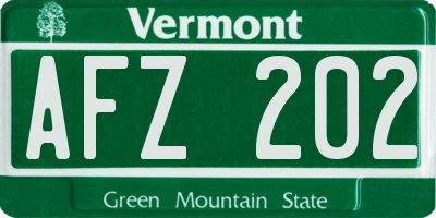 VT license plate AFZ202