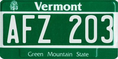 VT license plate AFZ203