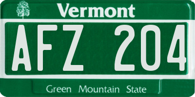 VT license plate AFZ204