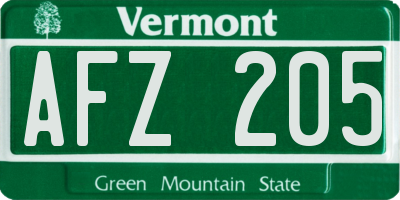 VT license plate AFZ205