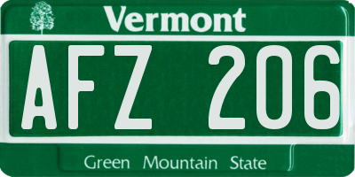VT license plate AFZ206