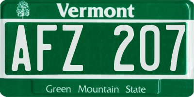 VT license plate AFZ207
